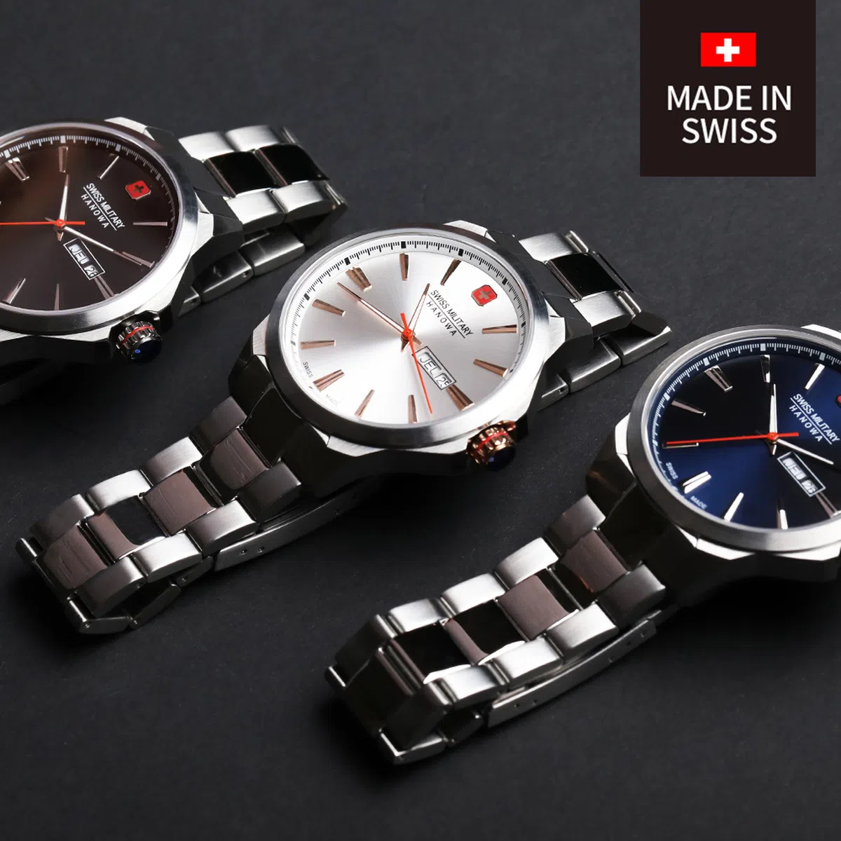 稼働 SWISS MILITARY 腕時計 クロノグラフ デイデイト 2505 ミリタリー  