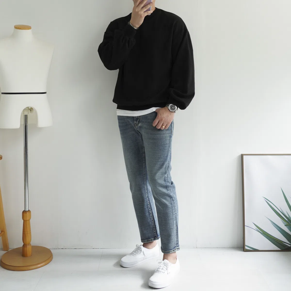 SET] 데일리룩의 정석 맨투맨 청바지 코디 (상의+하의)