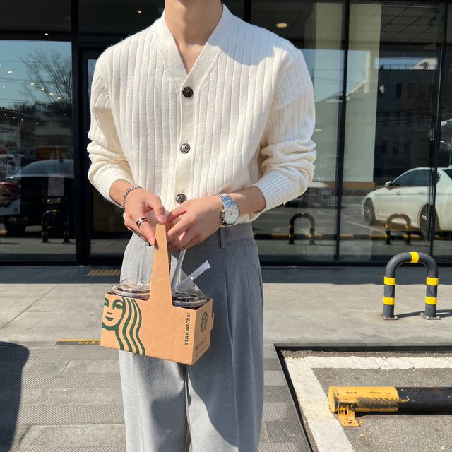 [어깨+5cm] 리빙 캐시미어 골지 니트 가디건 (5color)