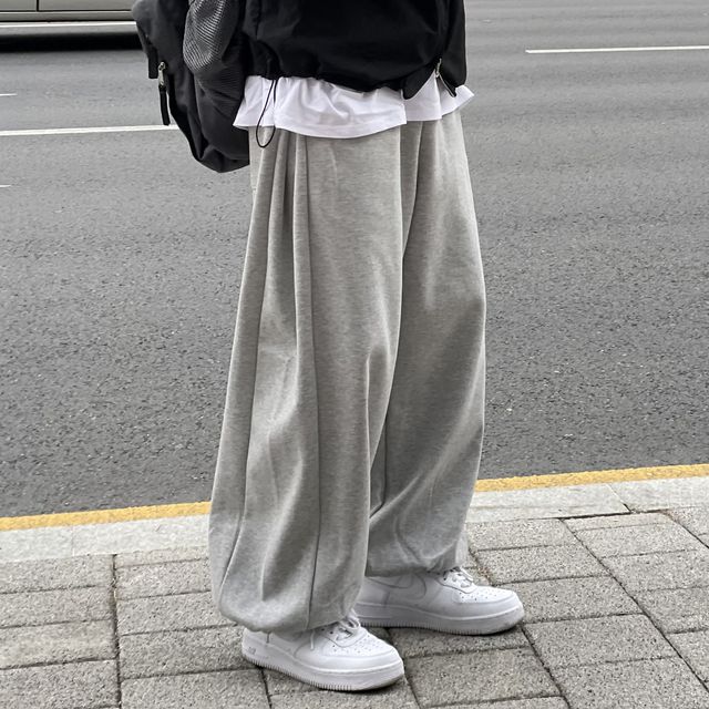 [자체제작]디테일 벌룬 조거 밴딩 와이드 트레이닝팬츠 빅사이즈 오버핏