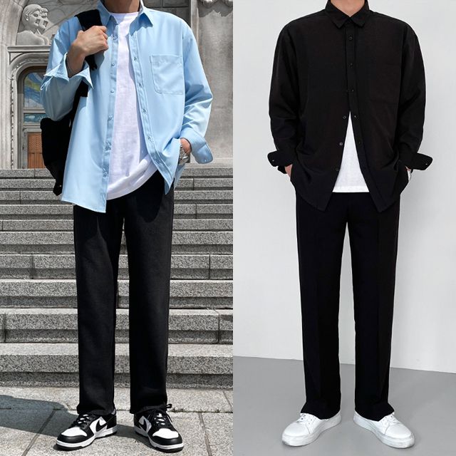 S~4XL 간절기 링클프리 무지 빅사이즈 긴팔셔츠 5426