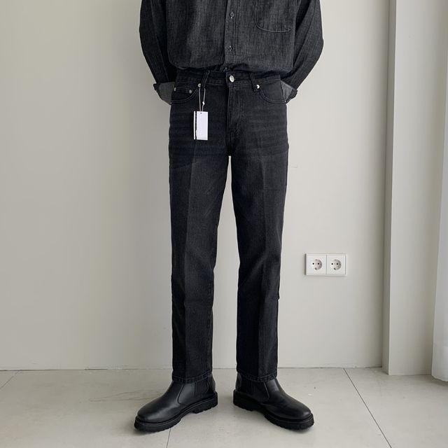 레직기 스판 일자 레귤러 데님팬츠 (M~3XL)