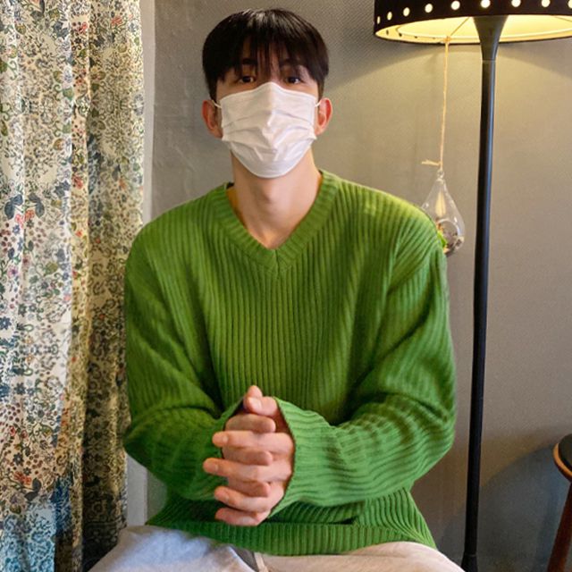 [당일출고] 브이넥 오버핏 니트 부드러운 하찌 골지 긴팔 가을 겨울 스웨터 이너 티