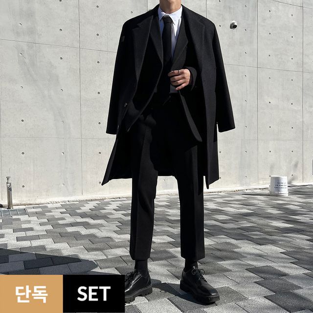 [SET] 여심 저격하는 댄디한 겨울 수트 셋업 코디 3pcs (코트+자켓+슬랙스)