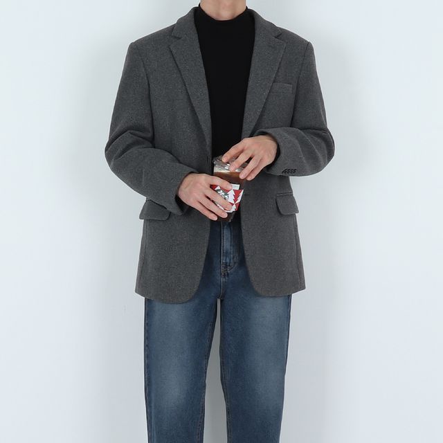 겨울 두꺼운 빅사이즈 블레이저 자켓 부드러운 울 싱글블레이저 블레이져 마이 수트 코트
