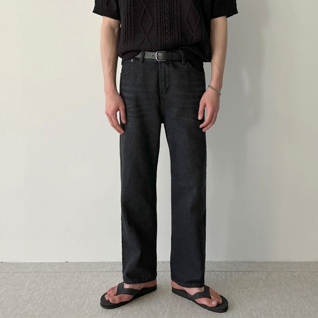 베이직 세미 와이드 데님 팬츠 블랙진 (S~2XL)