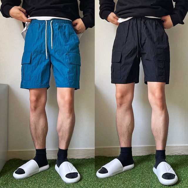 [3XL,4XL] 빅사이즈 비치웨어 4부 카고반바지 건빵 워싱 숏팬츠 수영복 작업복바지