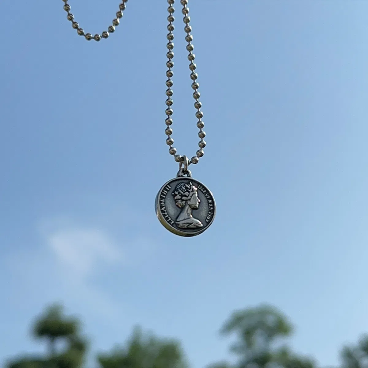 변색없는 써지컬 스틸 목걸이 실버 체인 코인 펜던트 롱 60cm 써지컬스틸 군번 동전 군번줄 양면 패션 써지컬목걸이