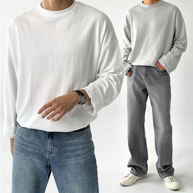 20수 긴팔 안비치는흰티 목안늘어나는티 흰색