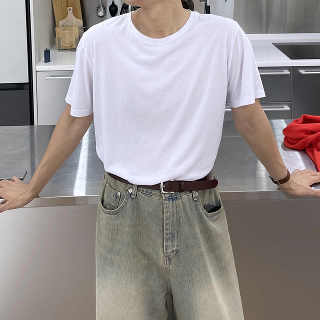 남자 데일리 이너 유넥반팔티셔츠 오버핏