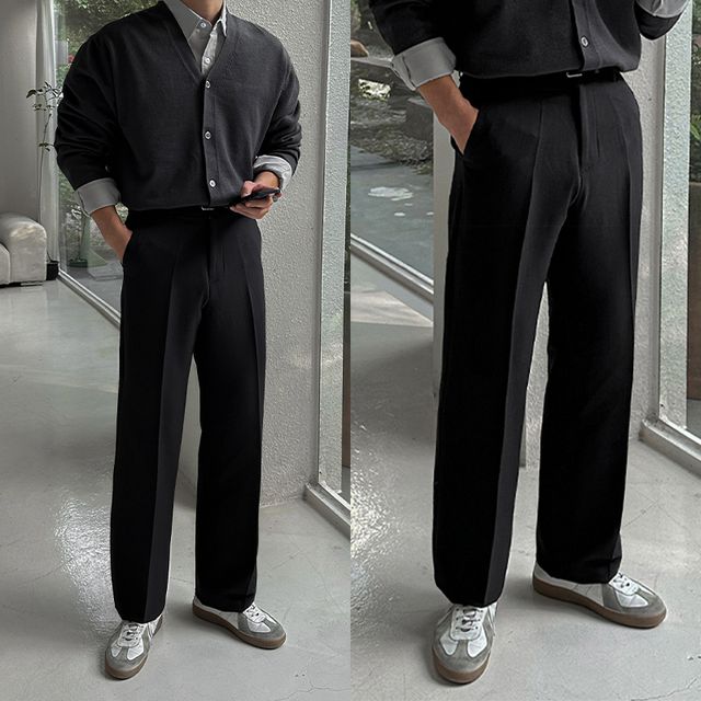 [주문폭주/프리미엄]미니멀 데일리 히든 링클프리 세미 와이드 슬랙스 일자핏 스트레이트 레귤러핏