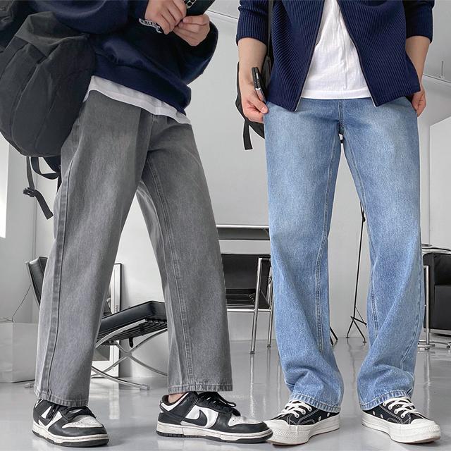 [당일출고] 사계절 워싱 5컬러 빅사이즈 남자 와이드핏 청바지 데님팬츠 숏 롱 기장선택가능_(5color)