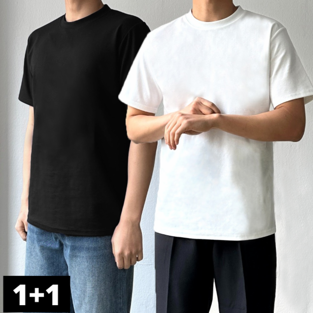 [한정판매][1+1] 목안늘어나는 비침없 오버핏 링클프리 흰티 반팔티 무지티 여름반팔 레이어드