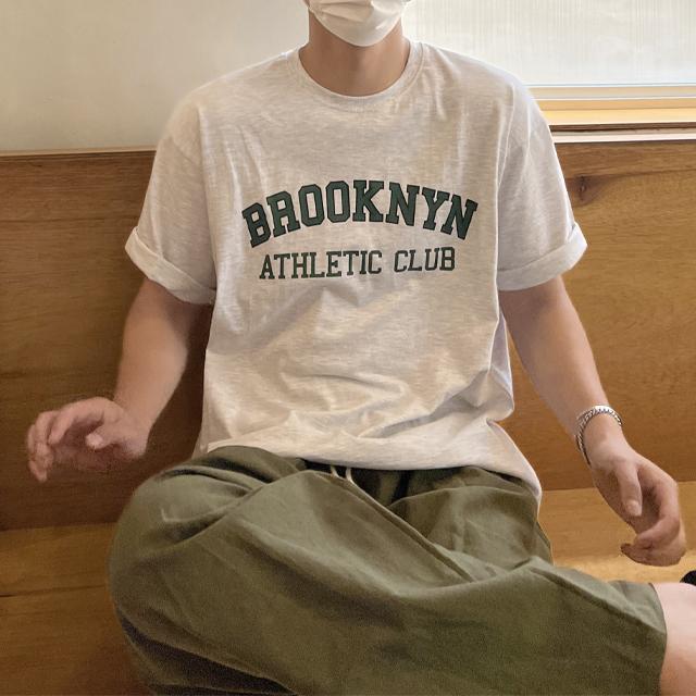 남녀공용 커플티 오버핏 브루클린 프린팅 반팔 티셔츠