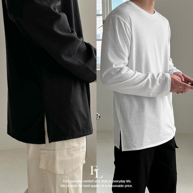 [1+1할인/최저가]기획 레이어드 오버핏 옆 트임 코튼 긴팔 티셔츠 봄 가을 루즈핏 면 긴팔티