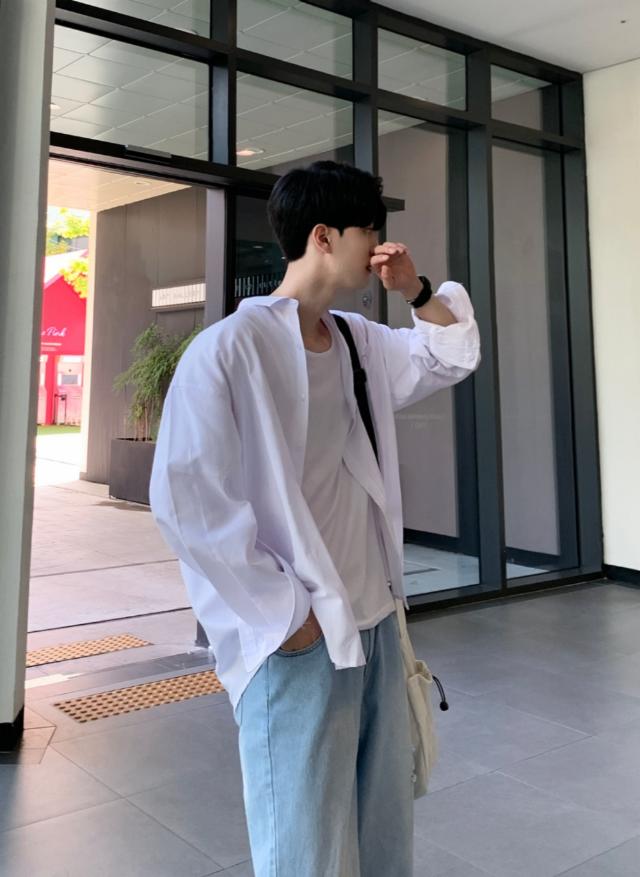 스핏 무지 옥스포드 오버핏 셔츠 (3color) 봄 가을 오버핏셔츠 와이셔츠 정장셔츠 긴팔 남방 옥스포드 소라 화이트 카라 스판 결혼식 루즈핏 하객룩
