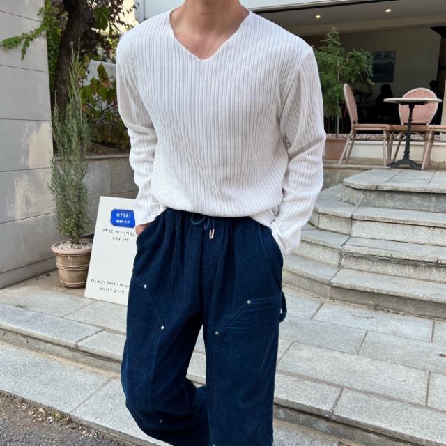 로젤 벨로아 데끼 브이넥 니트 6color 긴팔 봄 가을 겨울 오버핏 커플룩 이너