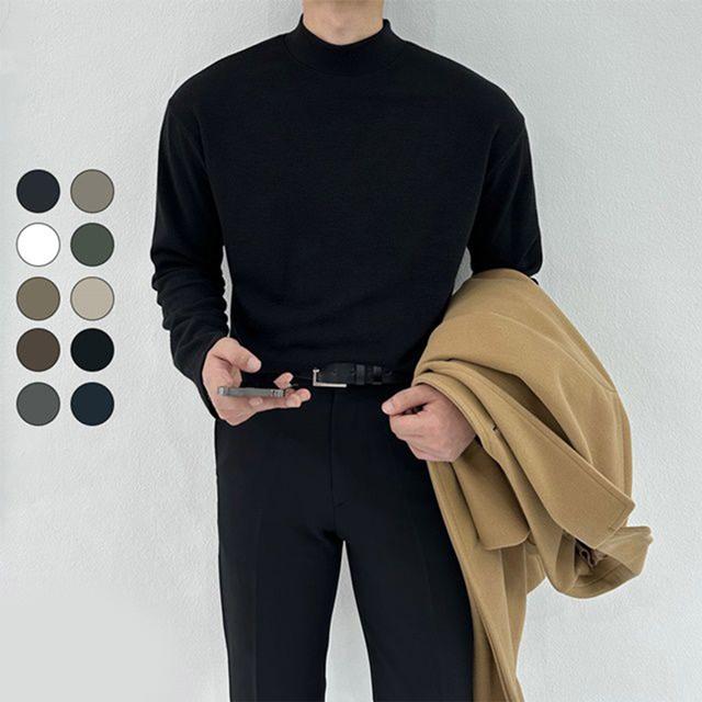 [1+1할인] 10컬러 M-2XL 빅사이즈 구김없는 스판 반폴라 부드러운 가을 겨울 목티 폴라 긴팔 니트 티