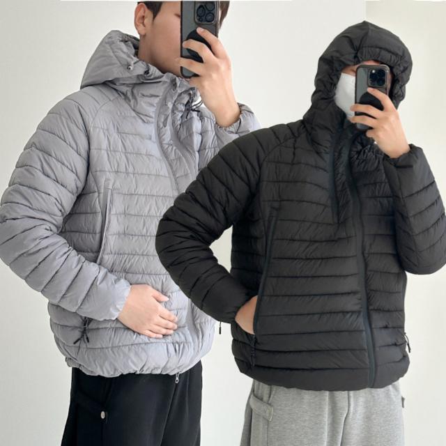 [인기제품] 다운 경량 다운 스트링 아노락 후드 방수 패딩