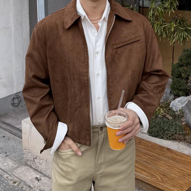 울프 스웨이드 크롭 자켓