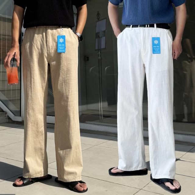 [당일발송][1+1할인][S~3XL]슬랍 남자 린넨 리넨 사계절 사방스판 와이드  코튼 면 바지 팬츠