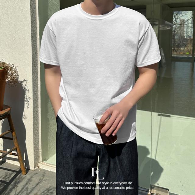 [1+1할인/최저가] 썸머 수피마 쿨 코튼 세미 머슬핏 반팔 티셔츠 여름 레이어드 반팔티