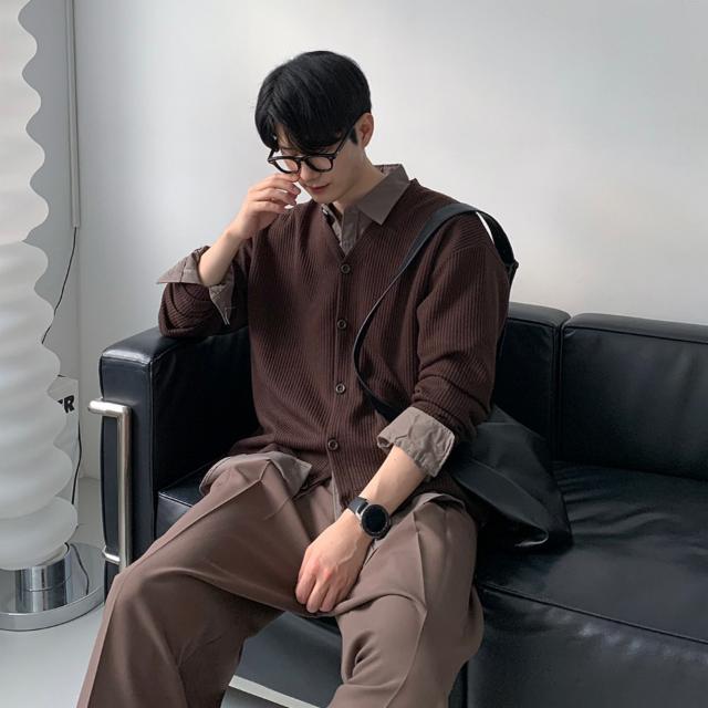 M-5XL 빅사이즈 골지 브이넥 오버핏 가디건 (6color) 데이트룩 크롭 남친룩 니트 데일리룩 봄 가을 봄가디건 가을가디건 얇은가디건