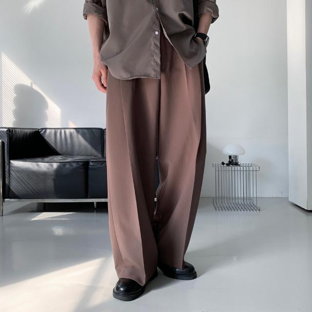 딥 원턱 뒷밴딩 와이드 슬랙스 (4color) 밴딩 남친룩 구김없는 와이드팬츠 데일리룩 하객룩 바지 와이드슬랙스