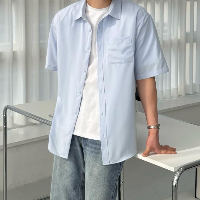 오버핏 링클프리 반팔 셔츠 M~4XL 빅사이즈 구김없는 남방 시원한 여름 소라 흰색 와이셔츠