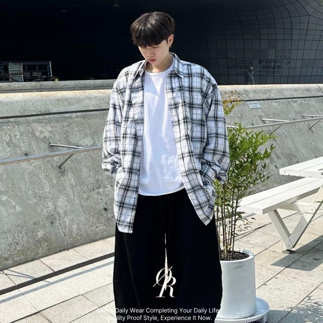 [가을신상][주문폭주]오버핏 린넨 체크셔츠 2color 레이어드 데일리룩 그라데이션 남친룩 긴팔티