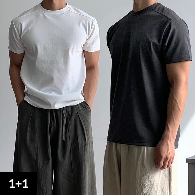[당일출고/1+1] 머슬핏 절개 크롭 무지티 반팔 5color 흰색 회색 어깨넓어보이는 헬스 반팔
