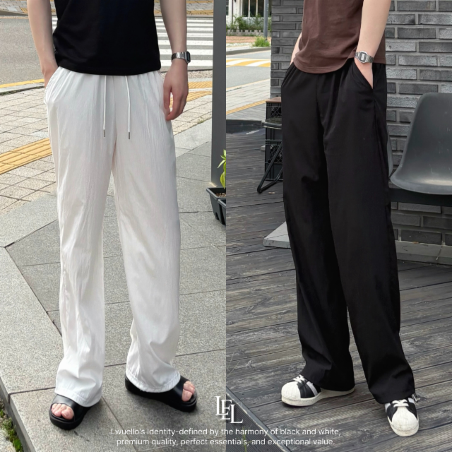 [주문폭주/당일출고] 쿨링 썸머 밴딩 나일론 스트링 팬츠 5color 오버핏 여름 쿨 바지