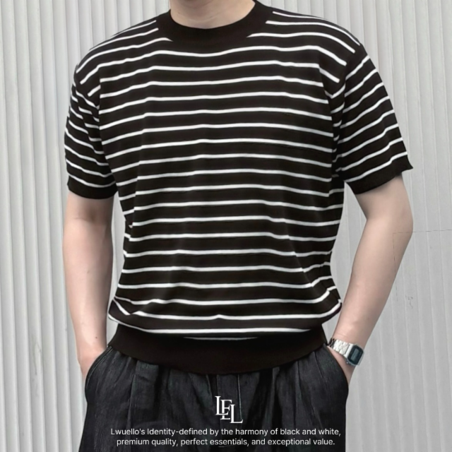 [당일출고] 스트라이프 반팔 니트 2color 반팔티
