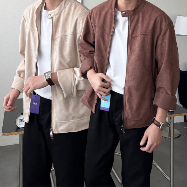 남자 절개 스웨이드 자켓 2color 루즈핏 아우터 블루종