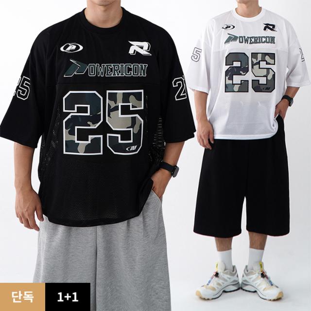 1+1 콜 메쉬 럭비반팔 기능성반팔티 블록코어 룩