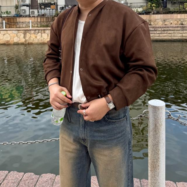 스웨이드 스트링 크롭 가디건 방한 (3 COLOR)