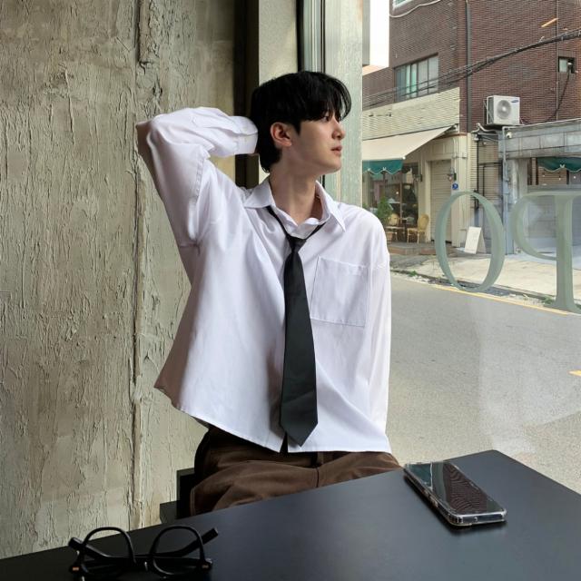 미니멀 옥스포드 크롭 레이어드 오버핏 셔츠 (6color)