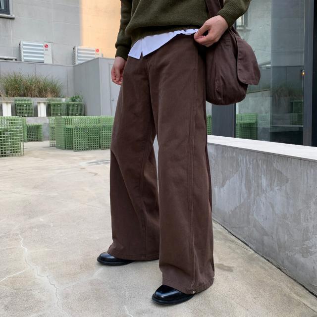 [3단기장] S-3XL 올시즌 비조 스냅 와이드 벌룬 치노팬츠 면바지 (4color)