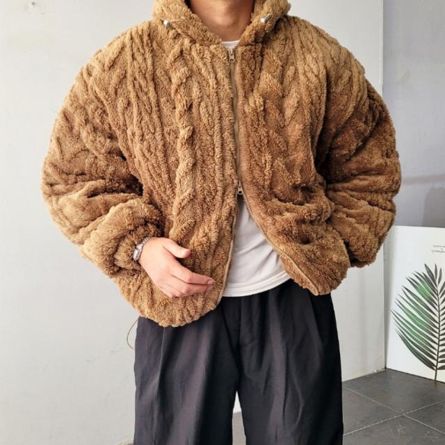 남자 어깡 케이블 밍크퍼 후드 패딩 점퍼 6컬러