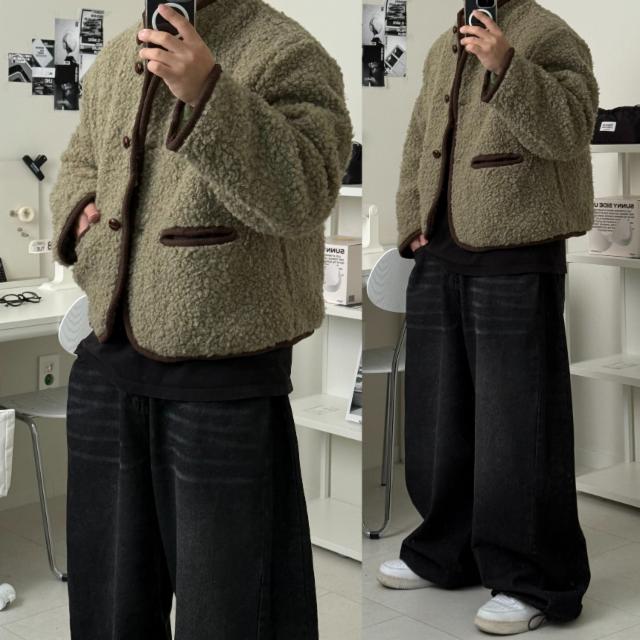 뽀글이 후리스 부클 숏패딩 점퍼 세미크롭 겨울아우터