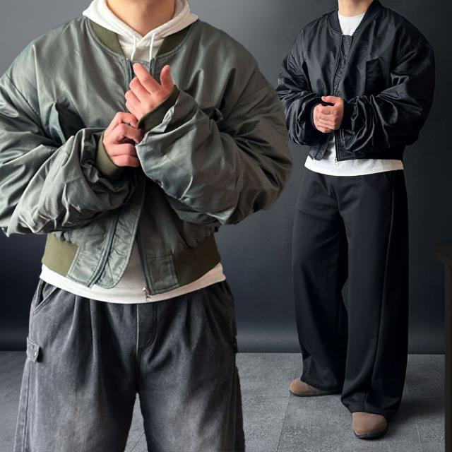 오버핏 셔링 블루종 항공점퍼 2color MA-1 깔깔이 경량 안감 누빔 점퍼