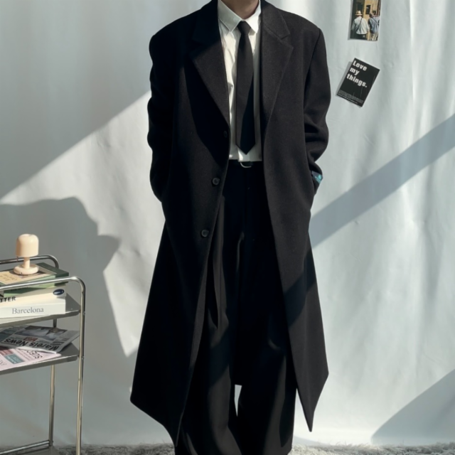 모드릭 시그니처 클래식 울 싱글 롱 코트 3color