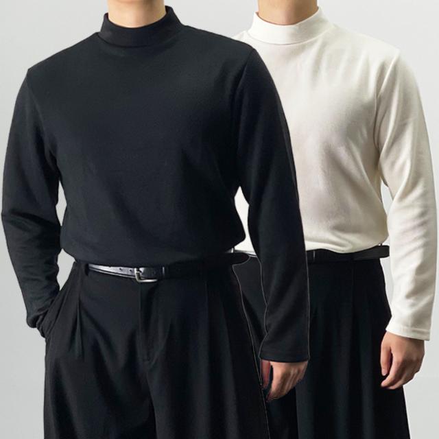 [당일출고][1+1할인] 데일리 남자 목티 반목티 폴라티 빅사이즈 터틀넥 반폴라 긴팔 티셔츠