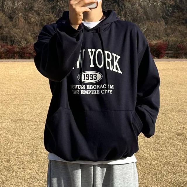 뉴욕 레터링 로고 후드티 (5color)