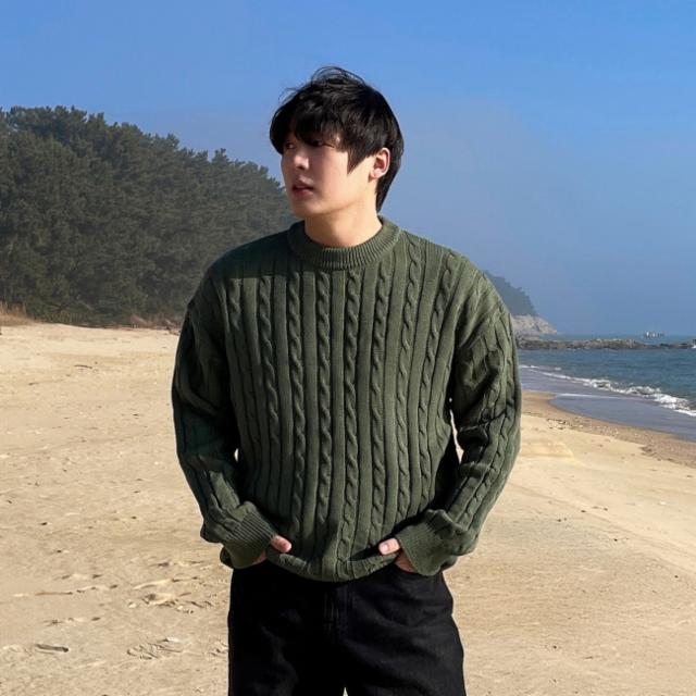 [핑거홀디테일] 오버핏 핸드 워머 케이블 긴팔 롱 슬리브 데일리 니트 봄 가을 스웨터 6color