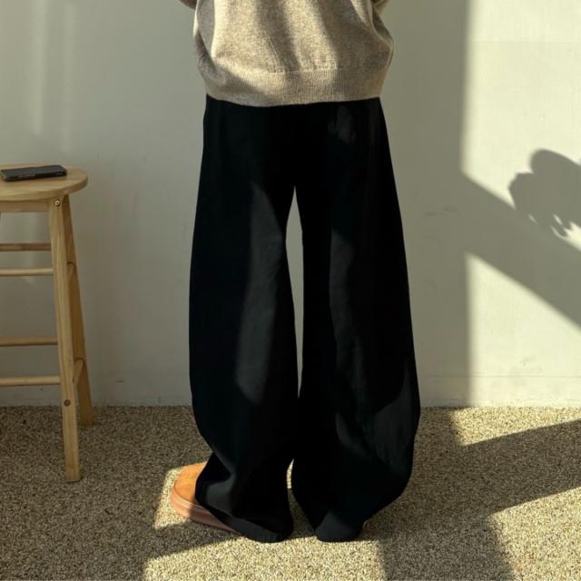 [핏보장] 커브드 다트 코튼 팬츠 벌룬 와이드 오버핏 루즈핏 남친룩 데일리룩 (2color)