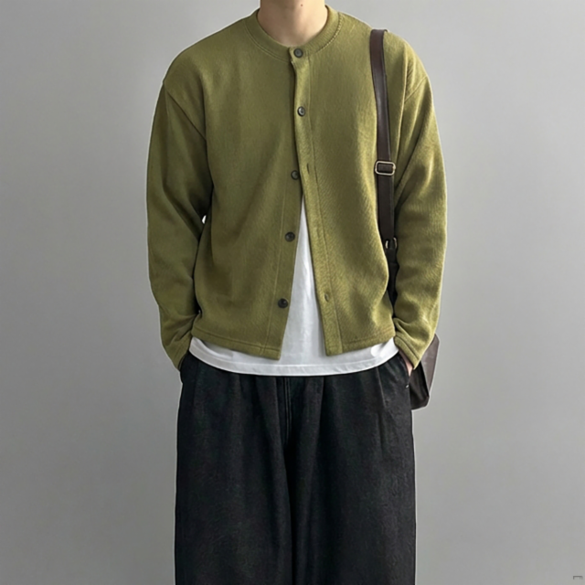 오버핏 세미크롭 버튼 가디건 6color