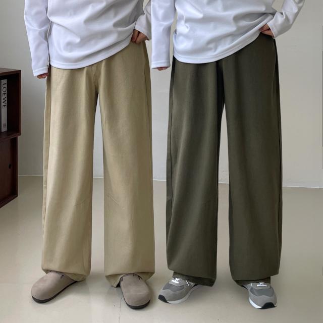 [S~L]커브드 벌룬핏 면 코튼 와이드 사계절 롱 팬츠 바지