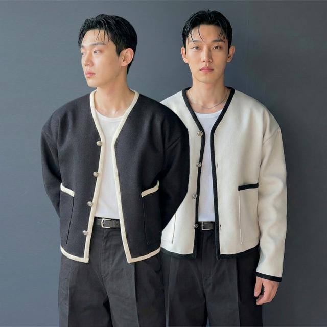 [3컬러][크롭기장] 오버핏 크롭 트위드 가디건 자켓 모직 간절기