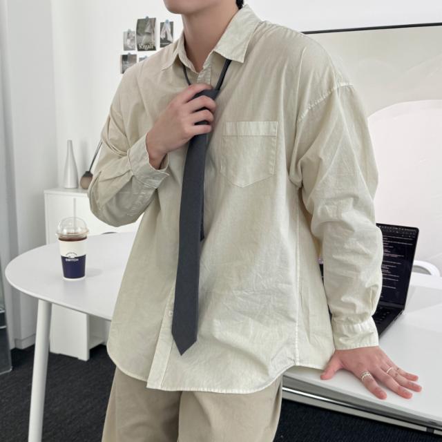 데일리 오버핏 피그먼트 셔츠 남방 남친룩 포켓 간절기 댄디 봄 가을 8컬러